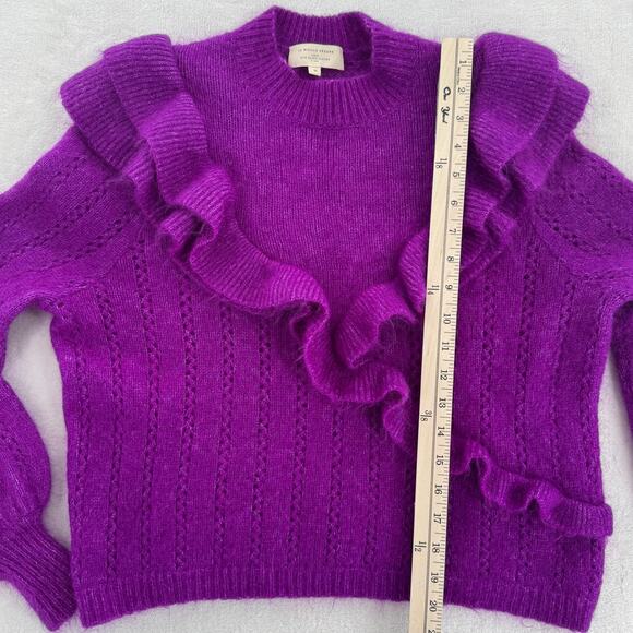 Sezane Rita Purple Fuschia Kid Mohair Wool Ruffle Sweater M - Picture 10 of 11